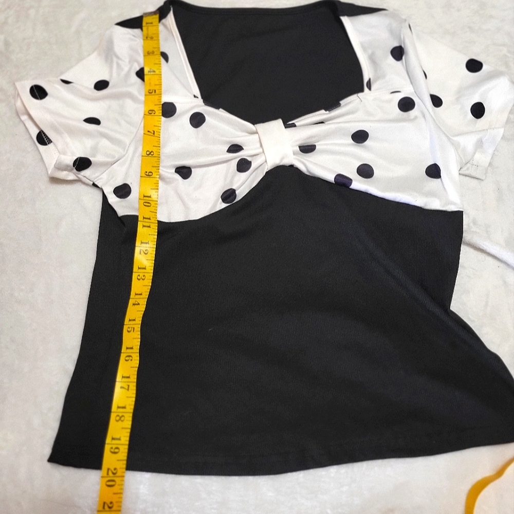 SHEIN Contrast Polka Dot Blouse  L (fits M) - Picture 4 of 6